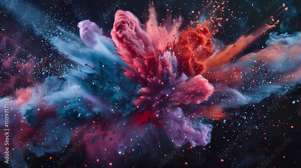 A colorful explosion of paint in the air. A colorful explosion of paint in the air.