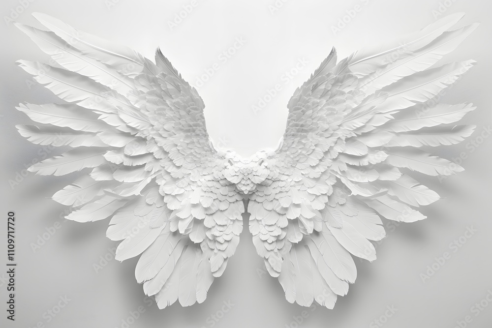 Fototapeta premium Serene white wings against a minimalist background. A symbol of peace and purity.