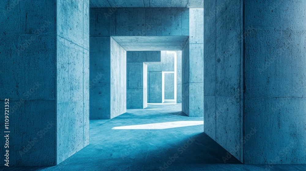 Minimalist concrete architecture with light streaming through Minimalist concrete architecture with light streaming through