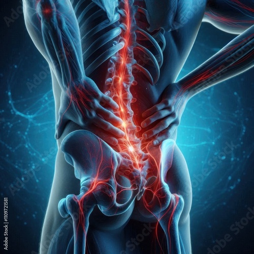 Lower Back Pain Anatomy Spinal Nerve Inflammation Illustration