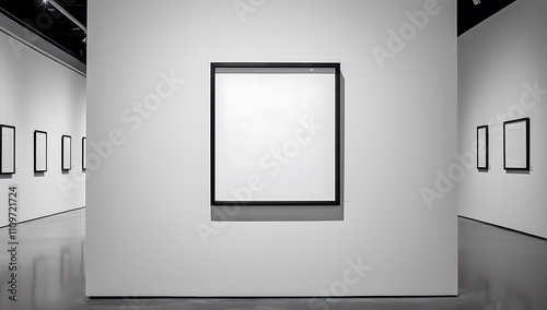 A square frame hanging on the wall of an art gallery.