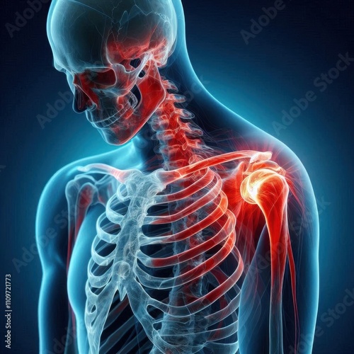 Human Anatomy Shoulder Pain 3D Medical Illustration Healthcare