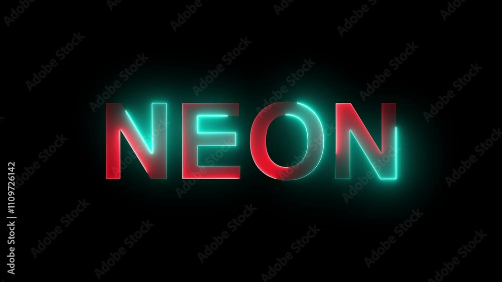 glowing text neon with used by saber plugin on black background.