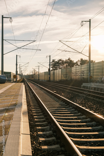 Bahnsteig und leere Gleise