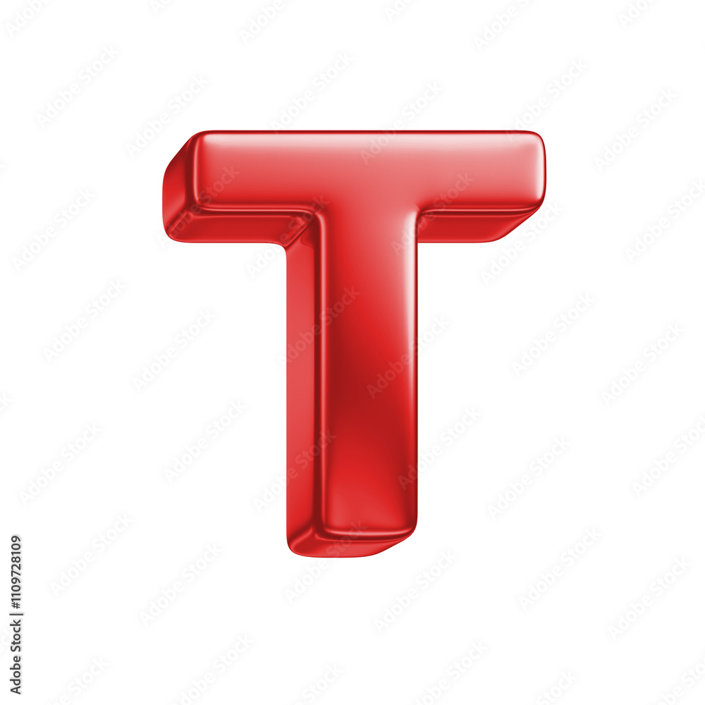reflective 3d letter isolated on white background