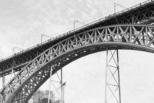 Buildings in downtown Porto in Portugal in black and white
