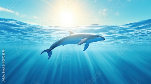 Majestic Whale Leaps Against a Vibrant Blue Sky During a Sunlit Day at Horizon’s Edge