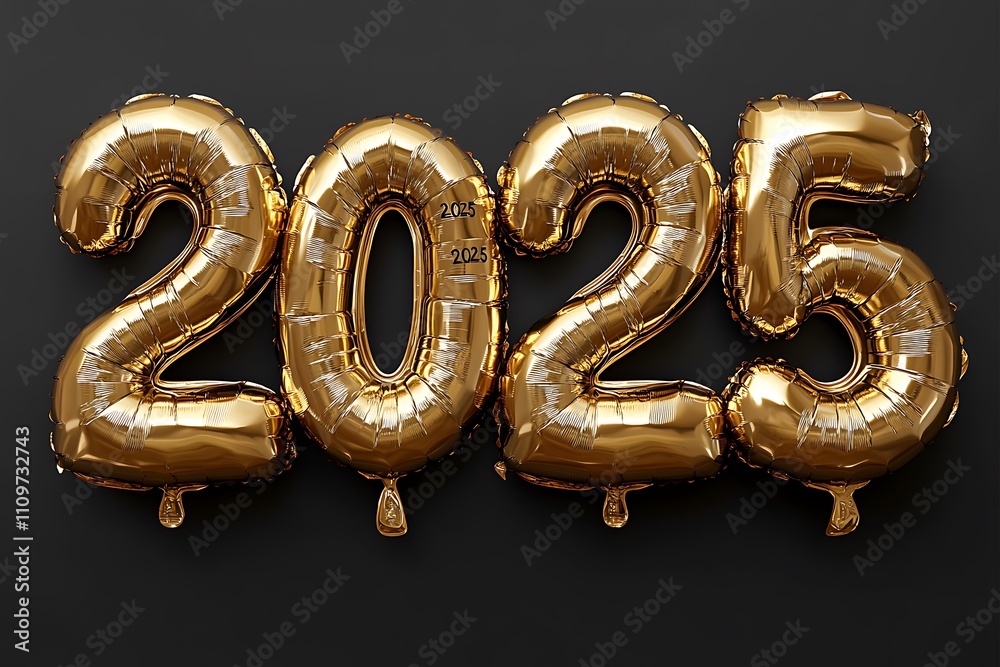 Gold Balloons on a Black Background 2025 Happy New Year.
Gold Balloons on a Black Background 2025 Happy New Year.