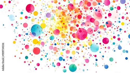 A colorful background with many different colored circles. Abstract Watercolor Circles Pattern. Multi-colored watercolor paint splashes with texture.