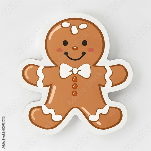 Happy gingerbread man sticker. Perfect for holiday baking or gift wrapping!