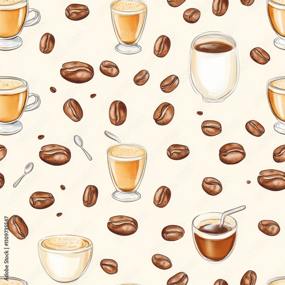 Obraz premium Coffee Pattern Illustration