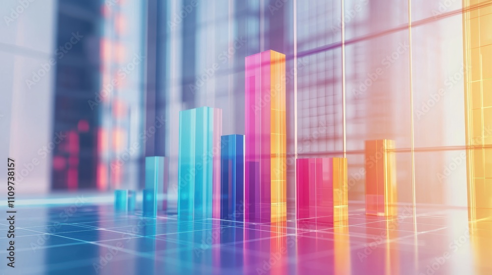 Vibrant 3D Bar Chart of Tech Company Quarterly Sales Over a Year Vibrant 3D Bar Chart of Tech Company Quarterly Sales Over a Year