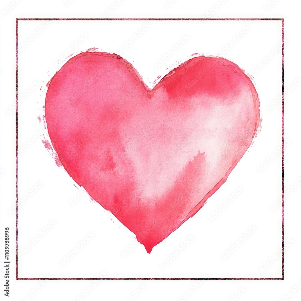 Romantic Pink Heart on a Pure White Square Canvas - A Symbol of Love and Valentine's Day Romantic Pink Heart on a Pure White Square Canvas - A Symbol of Love and Valentine's Day