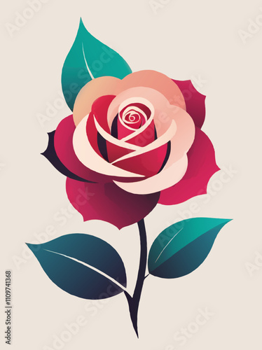 illustration of a rose cartoon vector photo