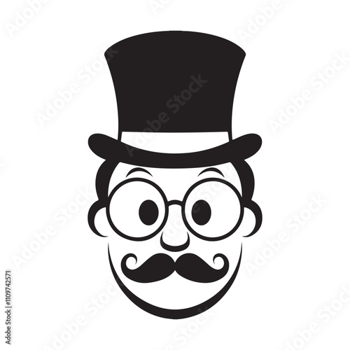 Cartoon silhouette human face vector illustration.