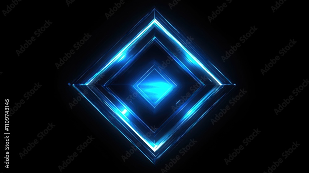 Futuristic Holographic Rhombus: Glowing Blue Geometric Shape for Music Events and Digital Media Futuristic Holographic Rhombus: Glowing Blue Geometric Shape for Music Events and Digital Media