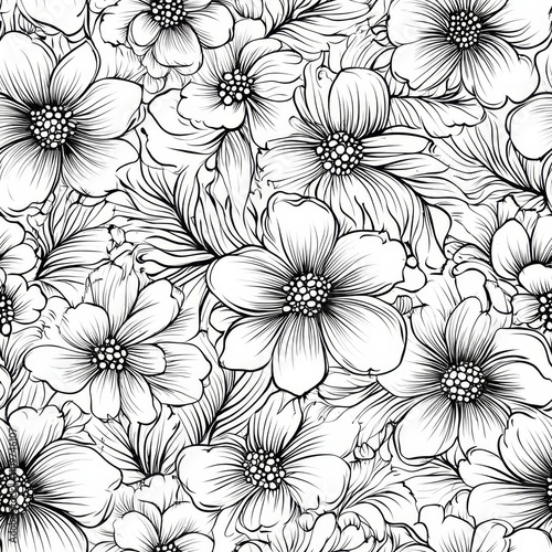 Beautiful Black and White Floral Pattern