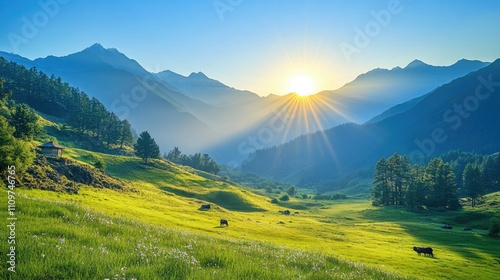 Stunning Highland Pastures at Dawn: A Serene Sunrise in Gangba County, Tibet, China