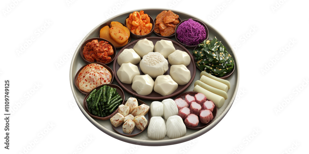 Traditional Asian Platter With Assorted Dumplings Isolated on Transparent Background Traditional Asian Platter With Assorted Dumplings Isolated on Transparent Background