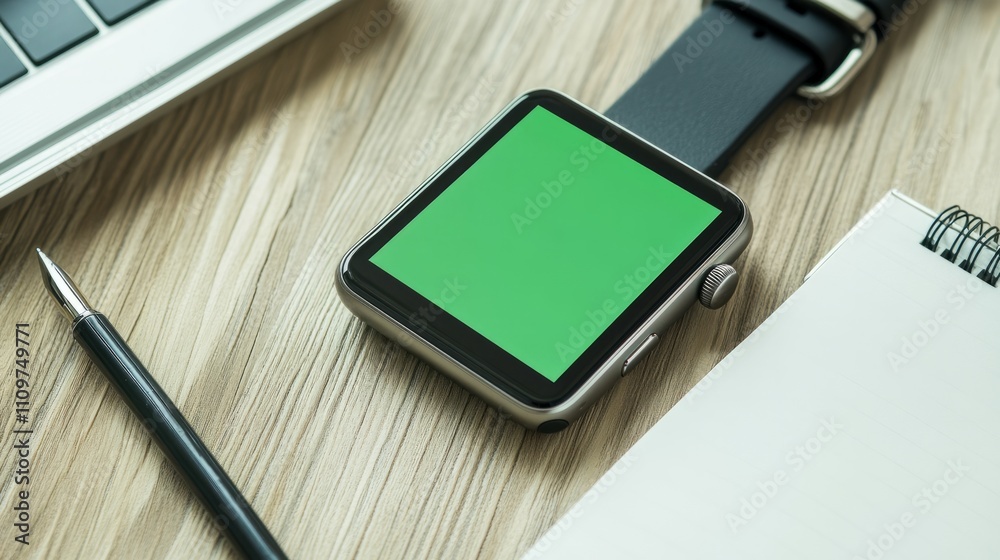 A smartwatch with a green screen A smartwatch with a green screen