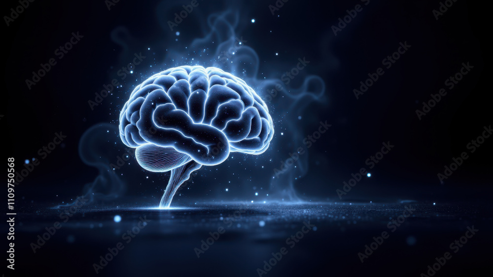 A three-dimensional digital representation of a human brain with swirling patterns suggesting neural activity, representing artificial general intelligence. A three-dimensional digital representation of a human brain with swirling patterns suggesting neural activity, representing artificial general intelligence.