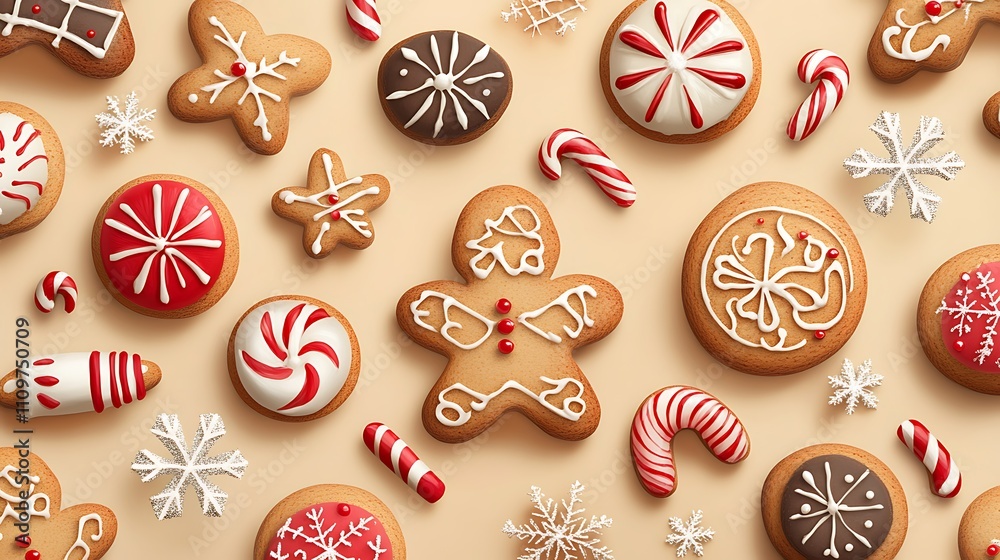 A banner background featuring Christmas cookies with holiday patterns, perfect for festive designs. A banner background featuring Christmas cookies with holiday patterns, perfect for festive designs.