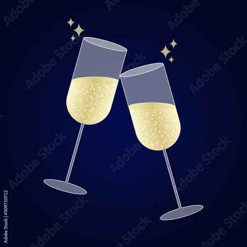 Two glasses of champagne, vector