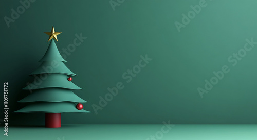 Wallpaper Mural Unique decorative Christmas tree with star against a teal background during the festive season Torontodigital.ca