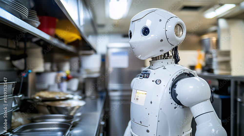 Robot en la cocina de un restaurante Robot en la cocina de un restaurante