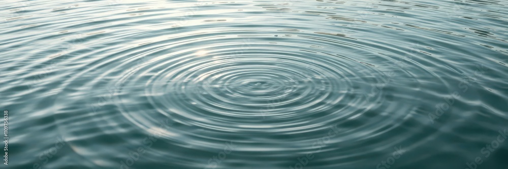 Ripple effect on surface of calm water with light reflections, calm, surface Ripple effect on surface of calm water with light reflections, calm, surface