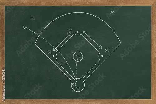 Sticker A baseball field is drawn on a chalkboard with room for copy