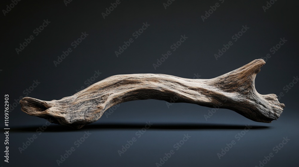 Fototapeta premium Weathered Driftwood Arch, Dark Background - Minimalist Design Element