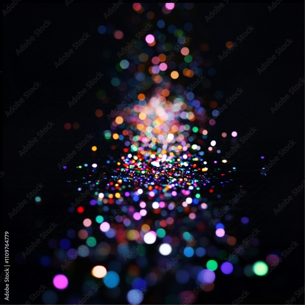 Colored Christmas lights bokeh in the shape of a Christmas tree on a black background. Colored Christmas lights bokeh in the shape of a Christmas tree on a black background.