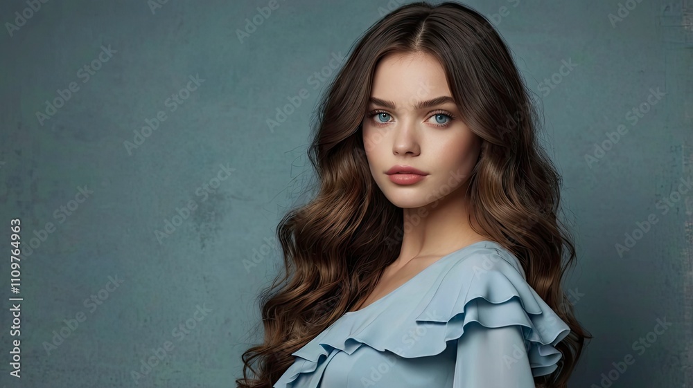 Female, 25 years old, beautiful, wavy semi-long hair, hair, Blue eyes 、frill short dress, cell animation style Female, 25 years old, beautiful, wavy semi-long hair, hair, Blue eyes 、frill short dress, cell animation style