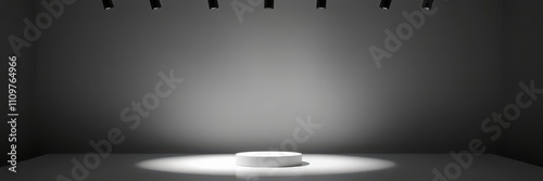 Gray background with soft, diffused lighting creating elegant shadows for product display, soft lighting, display, minimalistic