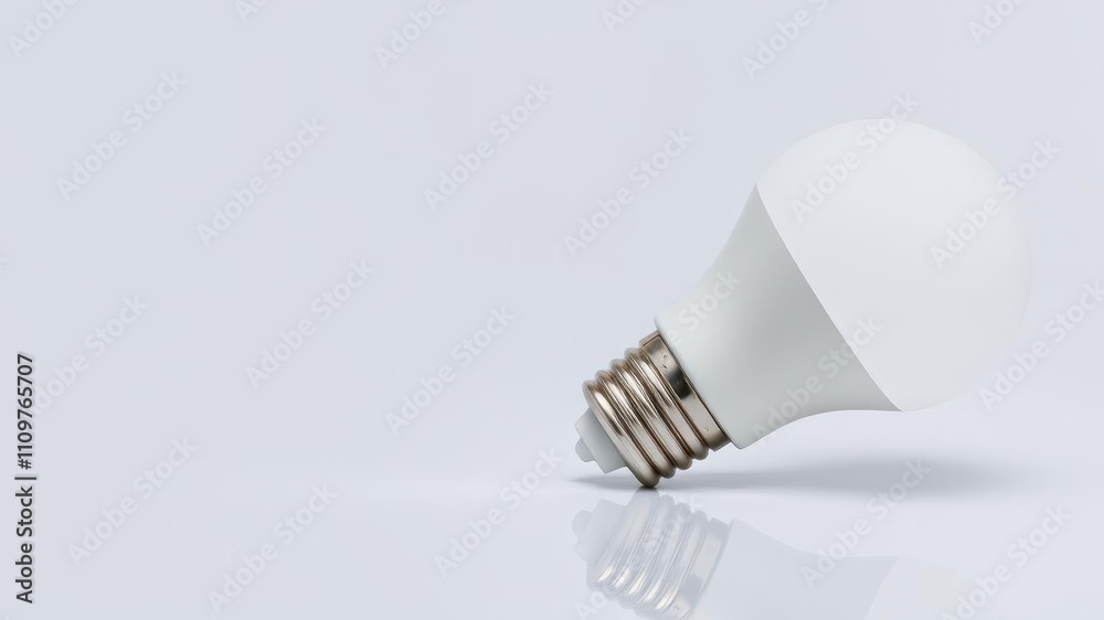 Normal lightbulb and energy saver lightbulb with reflections, isolated on white background, normal, lightbulb, technology Normal lightbulb and energy saver lightbulb with reflections, isolated on white background, normal, lightbulb, technology