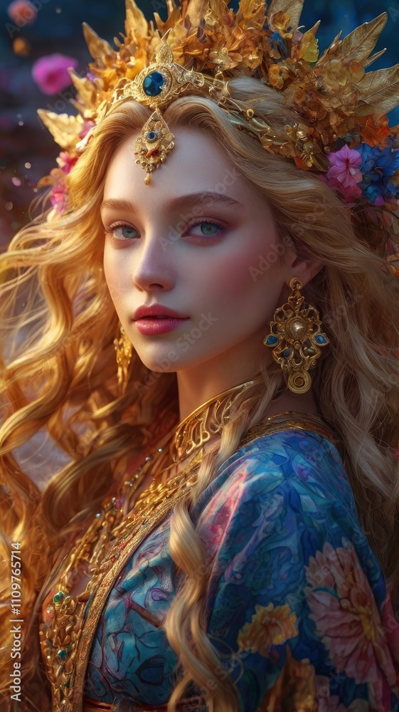 Smiling.Envision a radiant and ethereal goddess of love and happiness, set against a backdrop of stunning visuals and intricate Japanese anime style. This enchanting figure is depicted