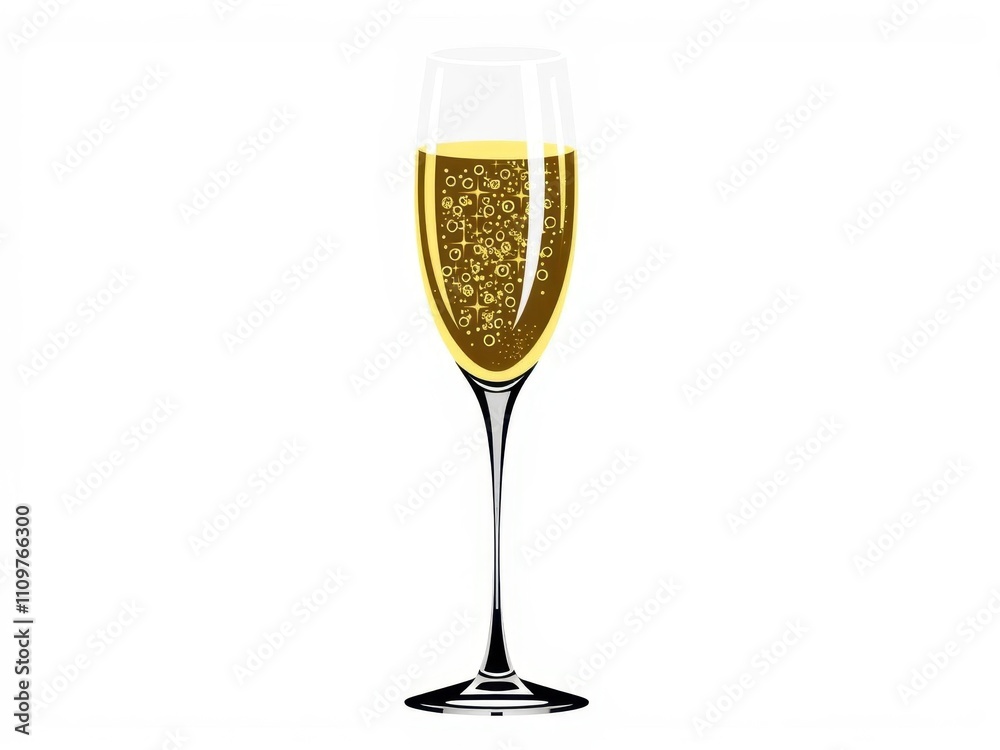 Realistic vector illustration of champagne glass with bubbles, stemware, festive, vector Realistic vector illustration of champagne glass with bubbles, stemware, festive, vector
