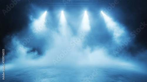 Dramatic Blue Stage Lighting Smoke Spotlight Concert Show Event Background Texture