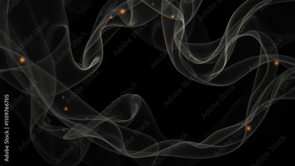 Fototapeta premium Rotation of swirling smoke veils illuminated by lights in darkness, artistic, veils, lights