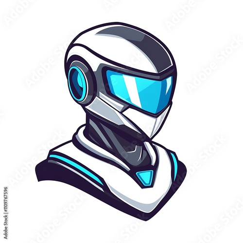 Futuristic Robot Head, Cybernetic Design, Technology Concept photo