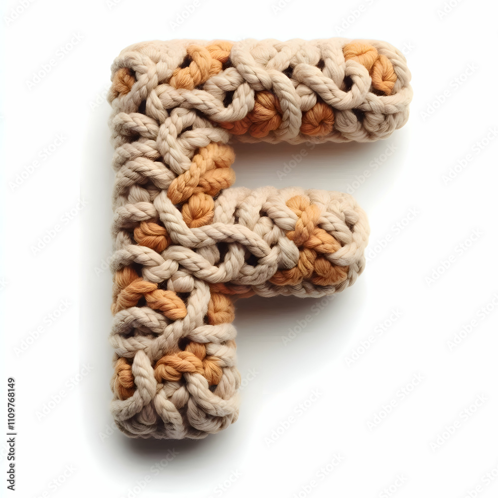 letter F alphabet Crochet isolated on white background letter F alphabet Crochet isolated on white background