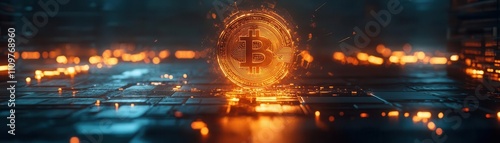 A futuristic decentralized finance interface glowing on a holographic display, filminspired lighting photo