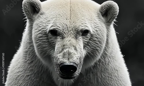 Majestic Polar Bear: A Black and White Portrait