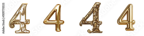 Number 4, elegant and premium design, logotype, Four isolated on a transparent background