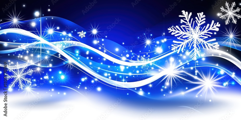 Obraz premium Blue wave with snowflakes on it