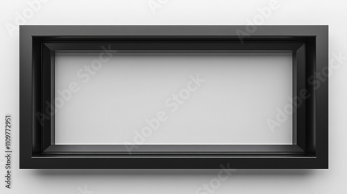 Black Rectangular Frame Modern Border Empty Template Gallery Mockup Picture Frame Cle