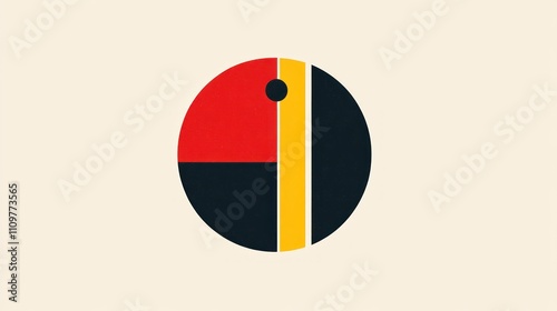 Free Download Abstract circle divided into red, black, and yellow sections with a small black dot. - GFXLoad