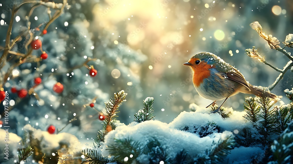 Robin bird in winter snow. Christmas, nature, wildlife concept. Robin bird in winter snow. Christmas, nature, wildlife concept.