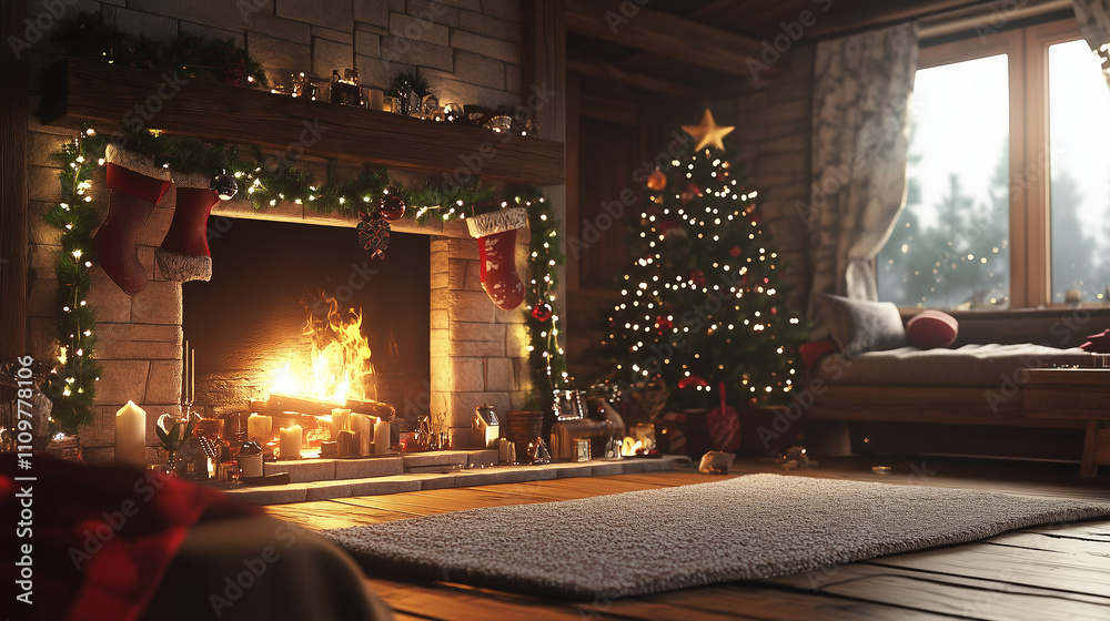 A cozy fireplace scene adorned with festive New Year’s decorations, featuring glowing warmth, garlands, and a celebratory ambiance perfect for welcoming the new year. A cozy fireplace scene adorned with festive New Year’s decorations, featuring glowing warmth, garlands, and a celebratory ambiance perfect for welcoming the new year.